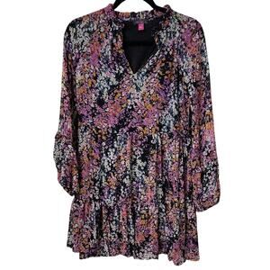 Vince Camuto Floral Tiered Long Sleeve Mini Dress Womens Size XS NWT